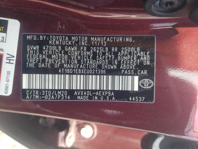 Photo 10 from auction – 2014 TOYOTA AVALON HYB with VIN 4T1BD1EBXEU021396