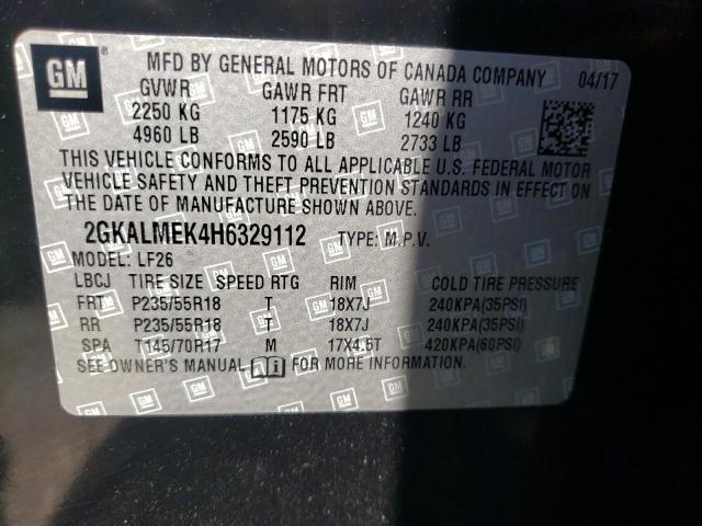 Photo 10 from auction – 2017 GMC TERRAIN SL with VIN 2GKALMEK4H6329112