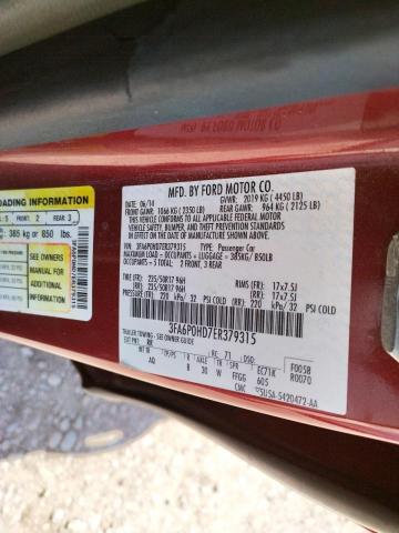 Photo 10 from auction – 2014 FORD FUSION SE with VIN 3FA6P0HD7ER379315