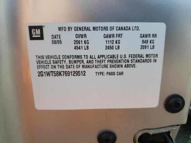 Photo 10 from auction – 2006 CHEVROLET IMPALA LT with VIN 2G1WT58K769129512