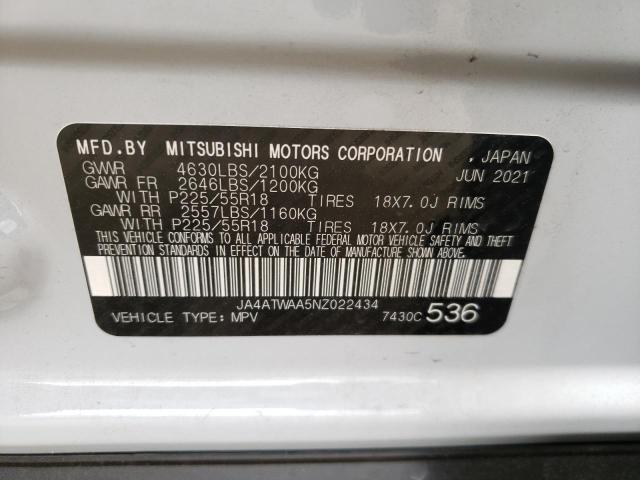 Photo 10 from auction – 2022 MITSUBISHI ECLIPSE CR with VIN JA4ATWAA5NZ022434