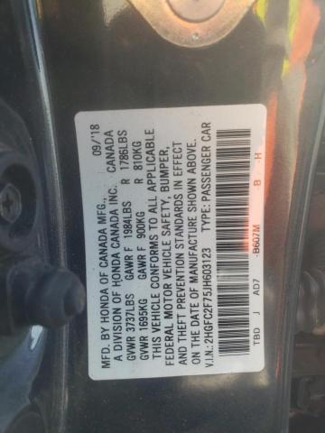 Photo 10 from auction – 2018 HONDA CIVIC EX with VIN 2HGFC2F75JH603123