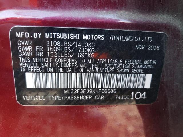 Photo 10 from auction – 2019 MITSUBISHI MIRAGE G4 with VIN ML32F3FJ9KHF06686