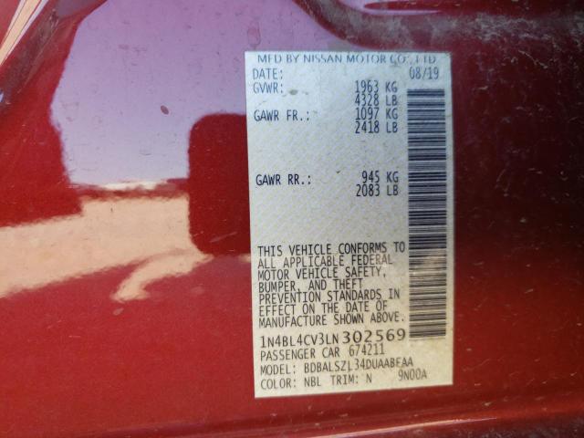 Photo 10 from auction – 2020 NISSAN ALTIMA SR with VIN 1N4BL4CV3LN302569