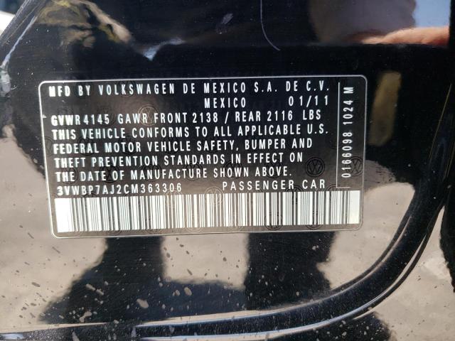 Photo 10 from auction – 2012 VOLKSWAGEN JETTA SE with VIN 3VWBP7AJ2CM363306
