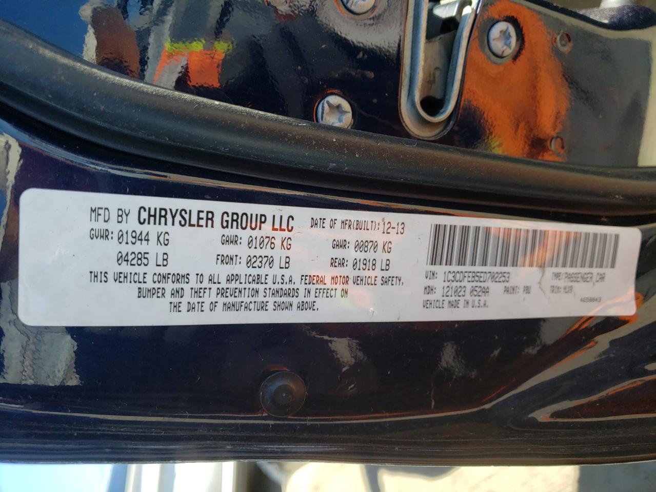Photo 10 from auction – 2014 DODGE DART GT with VIN 1C3CDFEB5ED702253