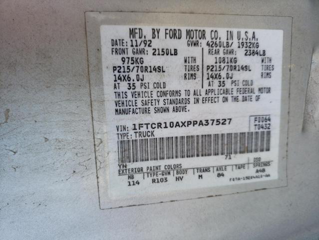 Photo 10 from auction – 1993 FORD RANGER with VIN 1FTCR10AXPPA37527