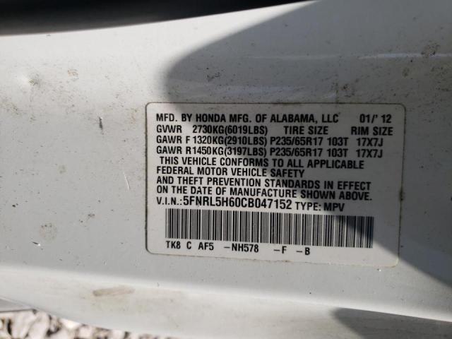 Photo 10 from auction – 2012 HONDA ODYSSEY EX with VIN 5FNRL5H60CB047152
