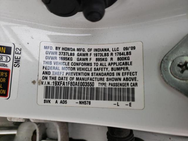 Photo 10 from auction – 2010 HONDA CIVIC EX with VIN 19XFA1F80AE003550