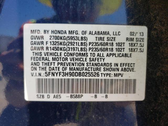 Photo 10 from auction – 2013 HONDA PILOT with VIN 5FNYF3H90DB025526