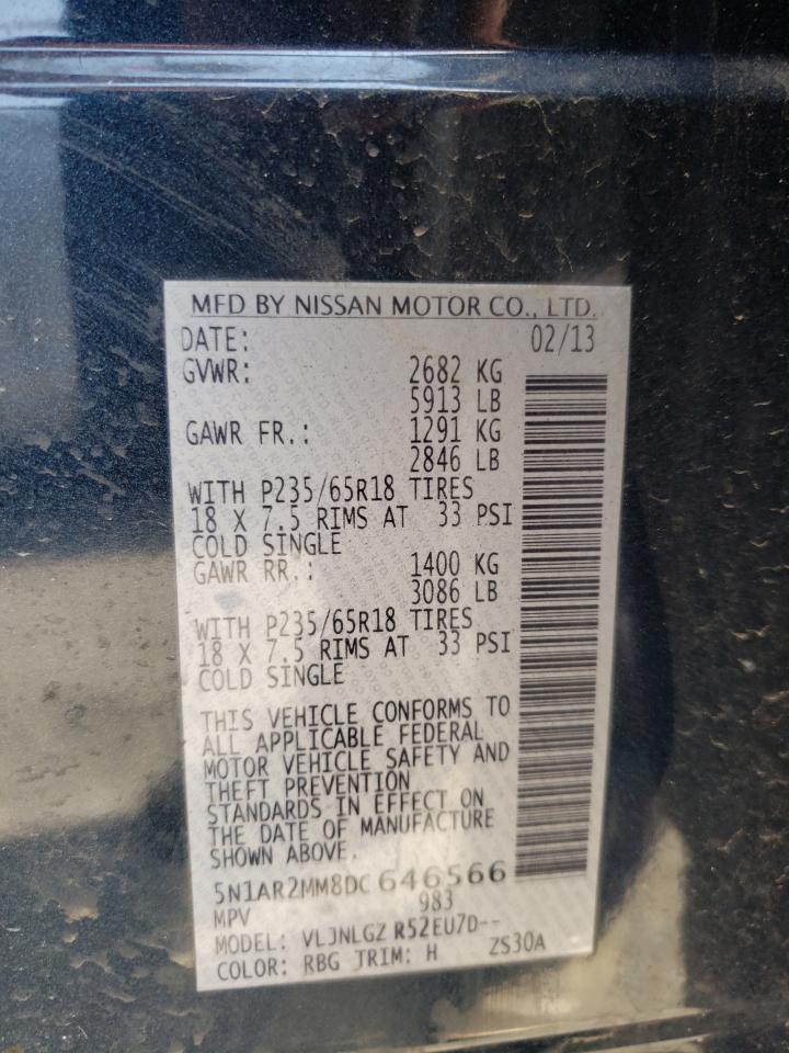 Photo 10 from auction – 2013 NISSAN PATHFINDER with VIN 5N1AR2MM8DC646566
