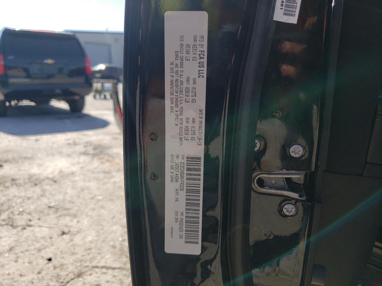 Photo 10 from auction – 2019 DODGE CHARGER SX with VIN 2C3CDXBG0KH745256