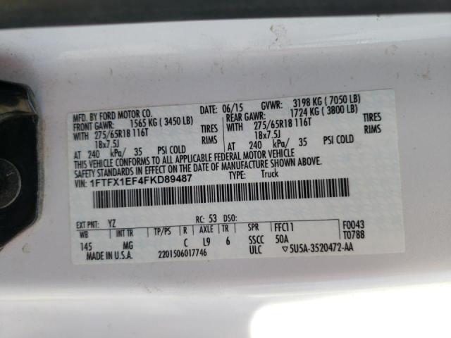 Photo 10 from auction – 2015 FORD F150 SUPER with VIN 1FTFX1EF4FKD89487