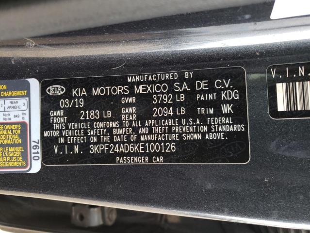 Photo 10 from auction – 2019 KIA FORTE FE with VIN 3KPF24AD6KE100126