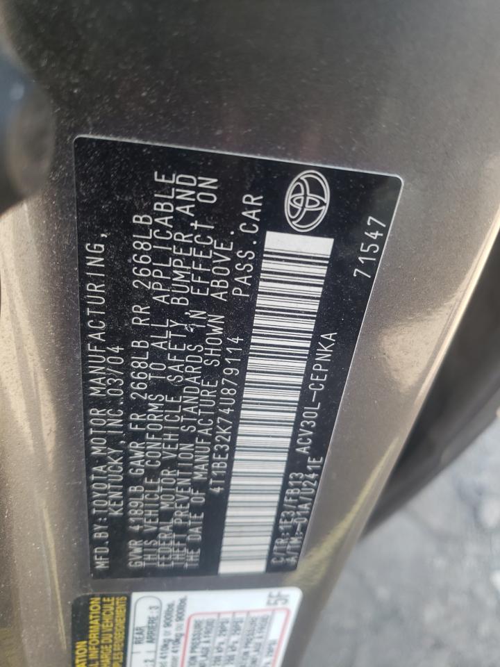 Photo 11 from auction – 2004 TOYOTA CAMRY LE with VIN 4T1BE32K74U879114