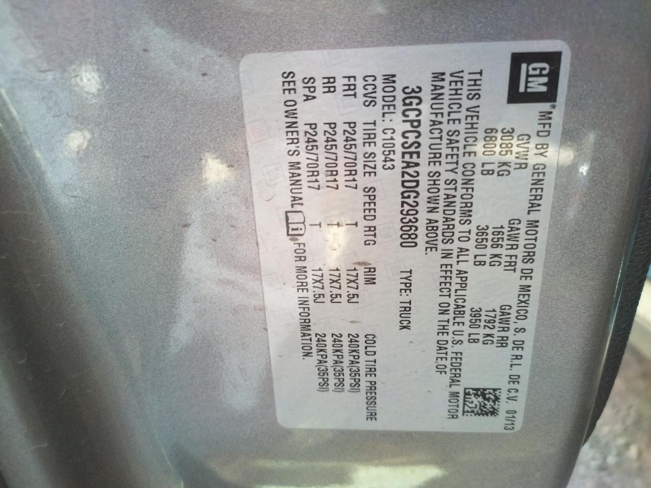Photo 10 from auction – 2013 CHEVROLET SILVERADO with VIN 3GCPCSEA2DG293680