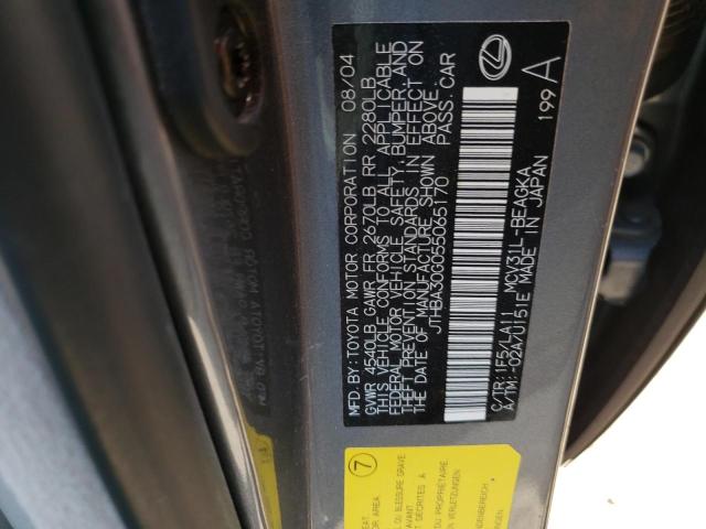 Photo 10 from auction – 2005 LEXUS ES 330 with VIN JTHBA30G055065170