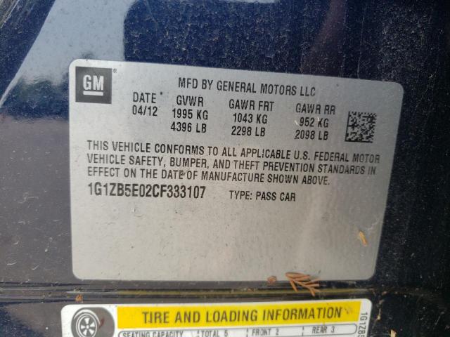 Photo 10 from auction – 2012 CHEVROLET MALIBU LS with VIN 1G1ZB5E02CF333107