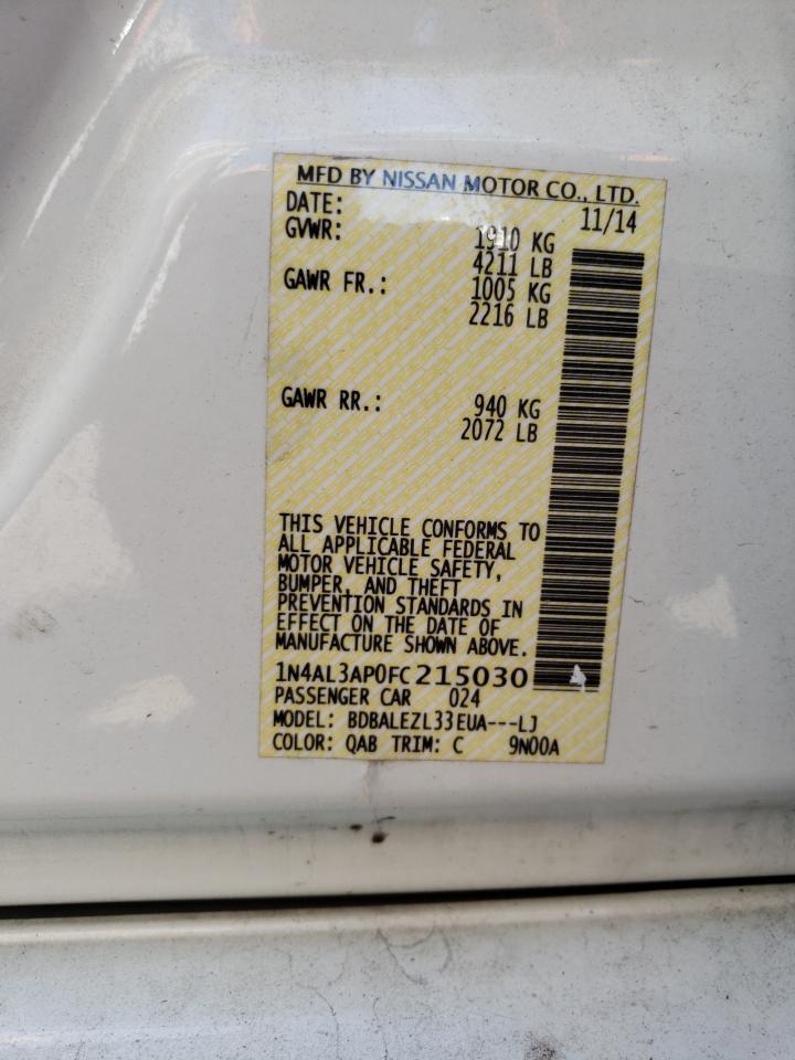 Photo 10 from auction – 2015 NISSAN ALTIMA 2.5 with VIN 1N4AL3AP0FC215030