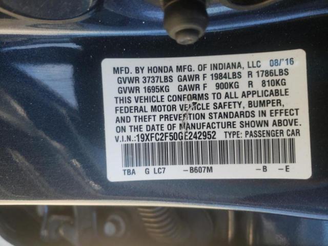 Photo 10 from auction – 2016 HONDA CIVIC LX with VIN 19XFC2F50GE242952