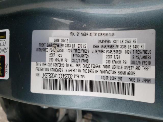 Photo 10 from auction – 2012 MAZDA CX-9 with VIN JM3TB2DA1C0362002
