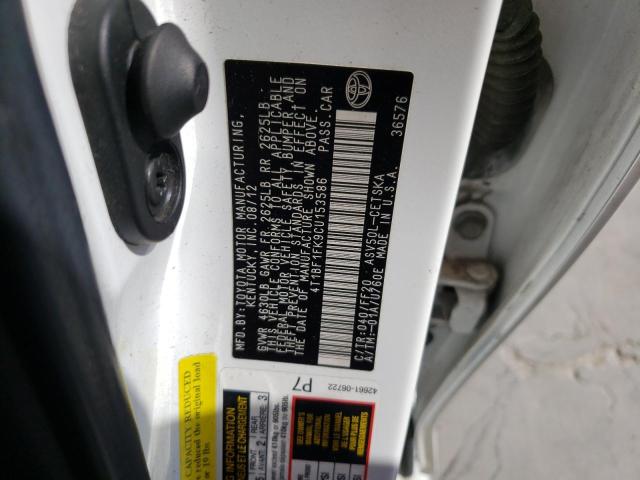 Photo 10 from auction – 2012 TOYOTA CAMRY BASE with VIN 4T1BF1FK9CU153586