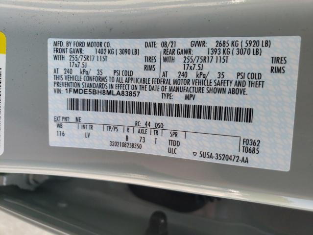 Photo 10 from auction – 2021 FORD BRONCO BAS with VIN 1FMDE5BH8MLA83857
