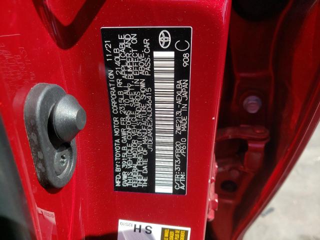 Photo 10 from auction – 2022 TOYOTA COROLLA LE with VIN JTDEAMDE2NJ046415