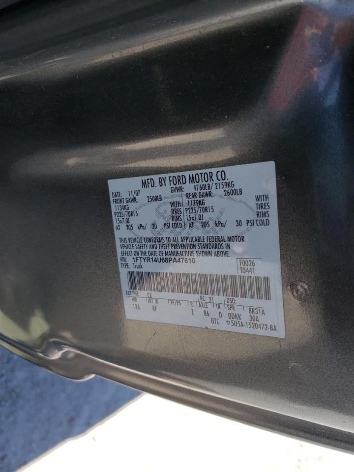 Photo 10 from auction – 2008 FORD RANGER SUP with VIN 1FTYR14U68PA47810