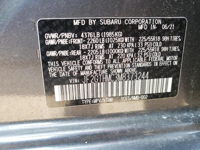 Photo 10 from auction – 2021 SUBARU CROSSTREK with VIN JF2GTHMC3M8373244