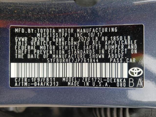 Photo 10 from auction – 2018 TOYOTA COROLLA L with VIN 5YFBURHE7JP761844