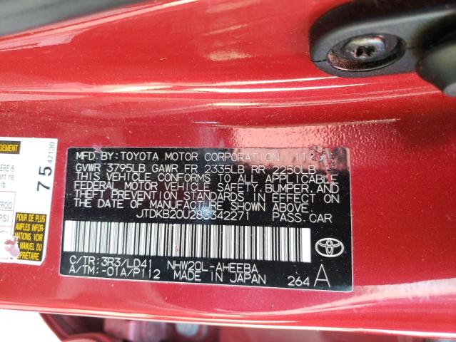 Photo 10 from auction – 2008 TOYOTA PRIUS with VIN JTDKB20U283342271