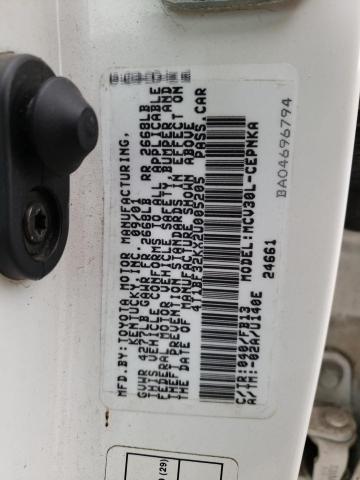 Photo 10 from auction – 2002 TOYOTA CAMRY LE with VIN 4T1BF32KX2U005205