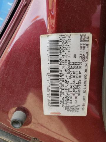 Photo 10 from auction – 2000 LEXUS RX 300 with VIN JT6GF10U3Y0077874