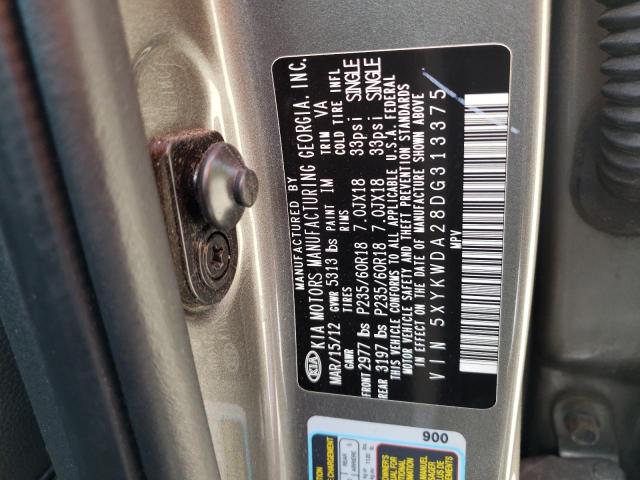 Photo 10 from auction – 2013 KIA SORENTO SX with VIN 5XYKWDA28DG313375