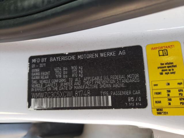 Photo 10 from auction – 2012 MINI COOPER S C with VIN WMWZC3C5XCWL81748