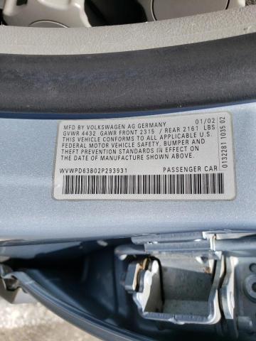 Photo 10 from auction – 2002 VOLKSWAGEN PASSAT GLS with VIN WVWPD63B02P293931