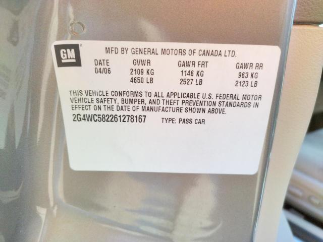 Photo 10 from auction – 2006 BUICK LACROSSE C with VIN 2G4WC582261278167