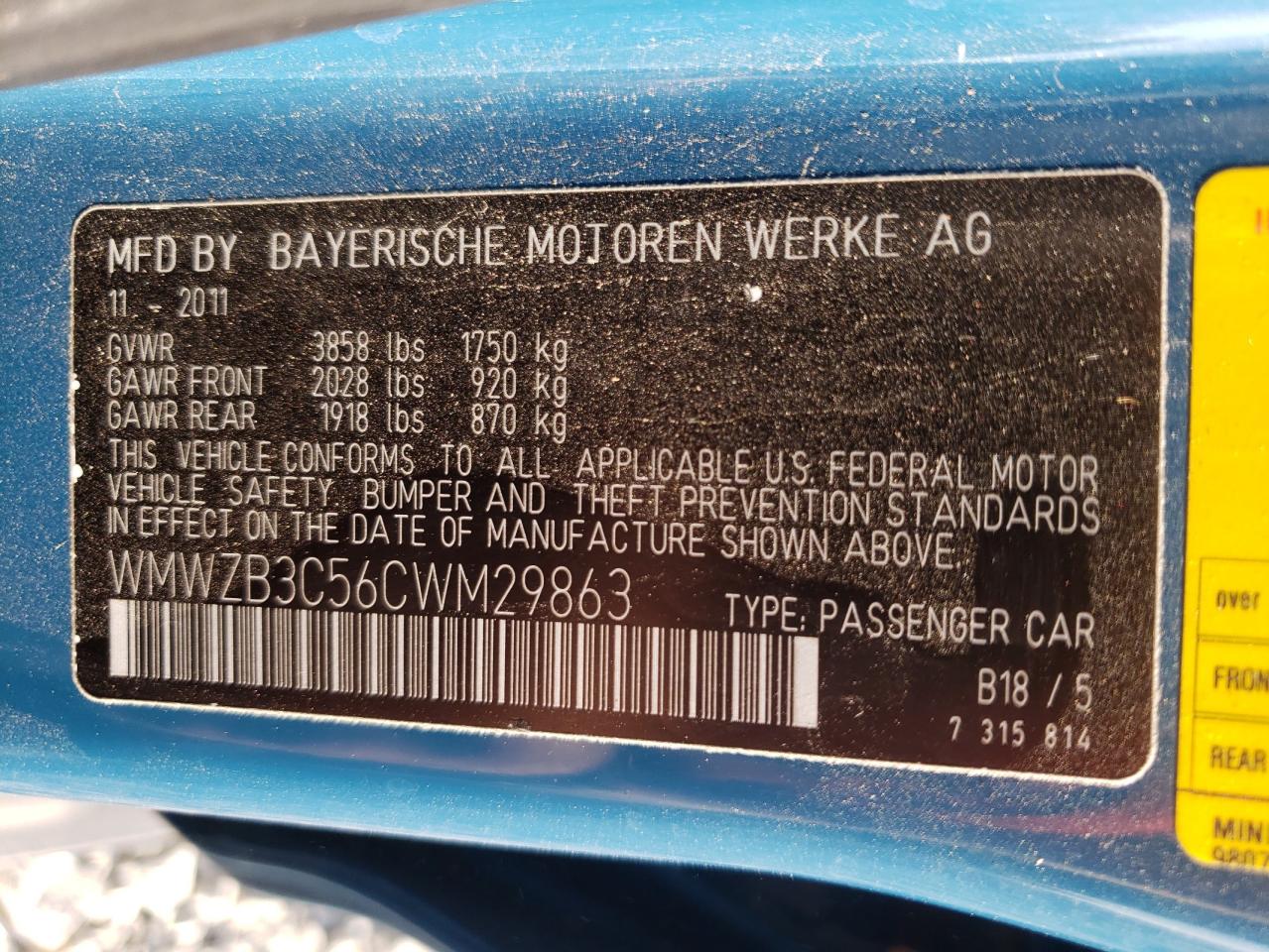 Photo 10 from auction – 2012 MINI COOPER COU with VIN WMWZB3C56CWM29863