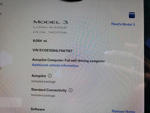 Photo 8 from auction – 2020 TESLA MODEL 3 with VIN 5YJ3E1EB4LF667187