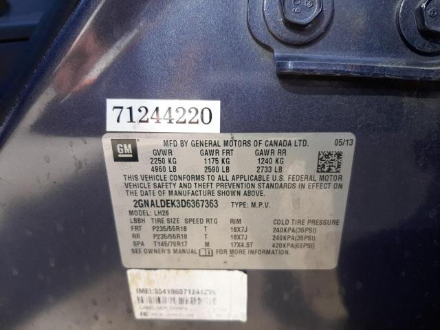 Photo 10 from auction – 2013 CHEVROLET EQUINOX LT with VIN 2GNALDEK3D6367363