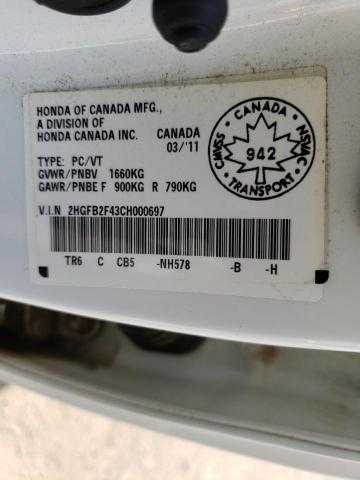 Photo 10 from auction – 2012 HONDA CIVIC LX with VIN 2HGFB2F43CH000697