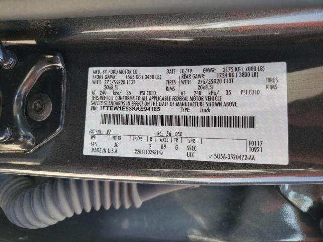 Photo 10 from auction – 2019 FORD F150 SUPER with VIN 1FTEW1E53KKE94165