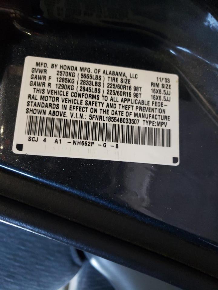 Photo 10 from auction – 2004 HONDA ODYSSEY LX with VIN 5FNRL18554B033507