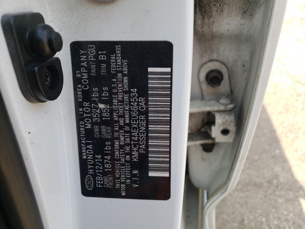 Photo 10 from auction – 2014 HYUNDAI ACCENT GLS with VIN KMHCT4AEXEU664534