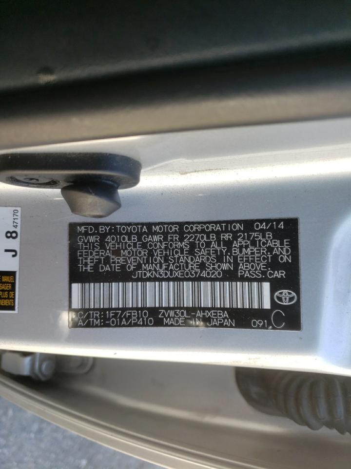 Photo 10 from auction – 2014 TOYOTA PRIUS with VIN JTDKN3DUXE0374020