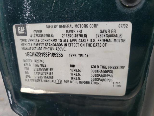 Photo 10 from auction – 2003 CHEVROLET SILVERADO with VIN 1GCHK23183F105285