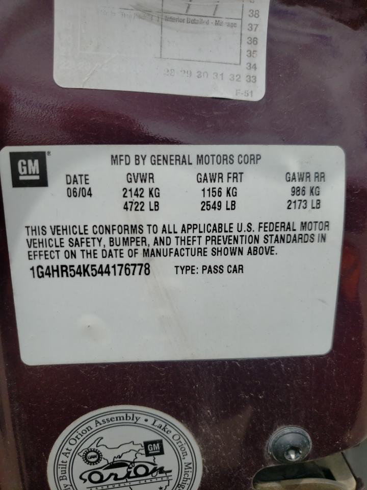 Photo 10 from auction – 2004 BUICK LESABRE LI with VIN 1G4HR54K544176778