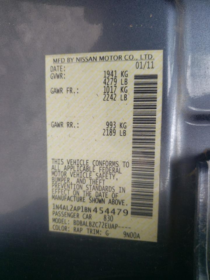 Photo 10 from auction – 2011 NISSAN ALTIMA BAS with VIN 1N4AL2AP1BN454479