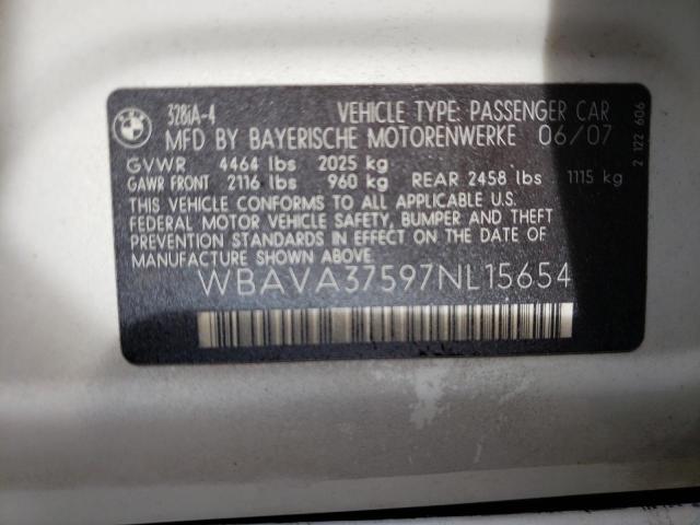 Photo 10 from auction – 2007 BMW 328 I with VIN WBAVA37597NL15654